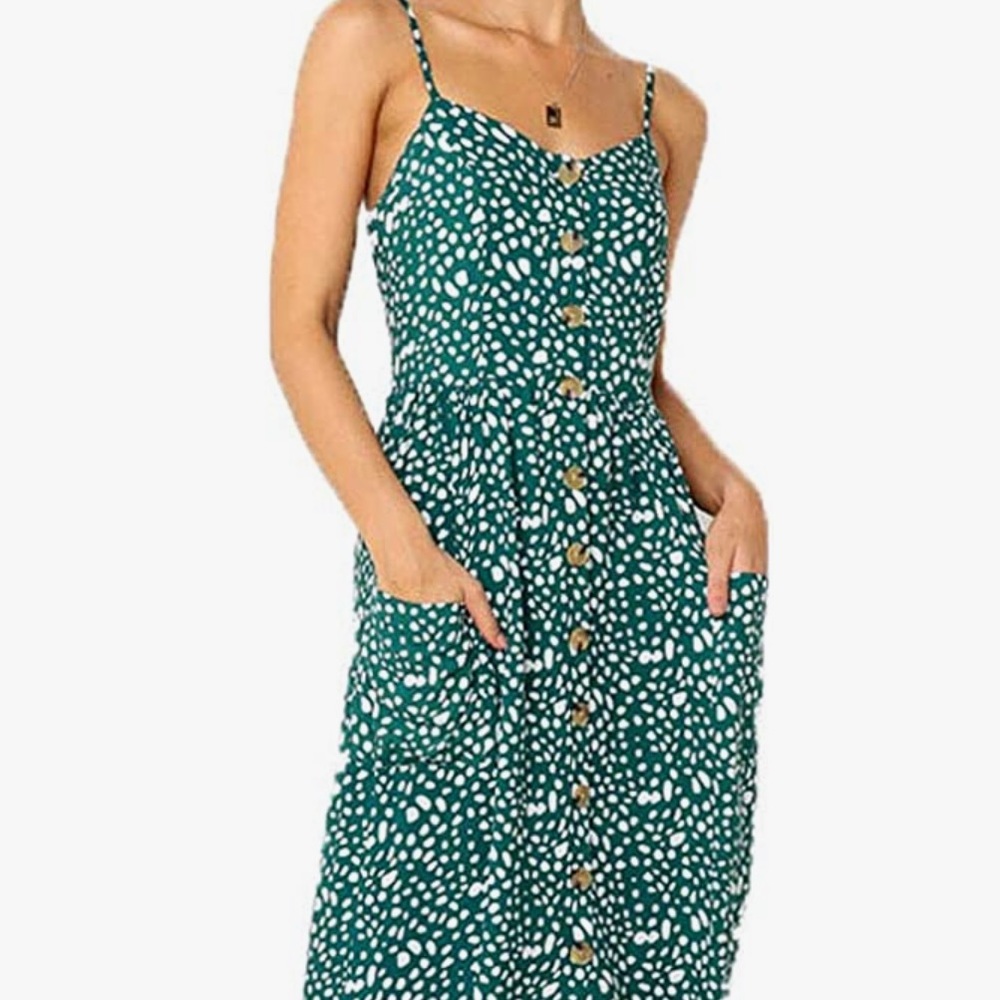 Womens Spaghetti Strap MIDI Dress